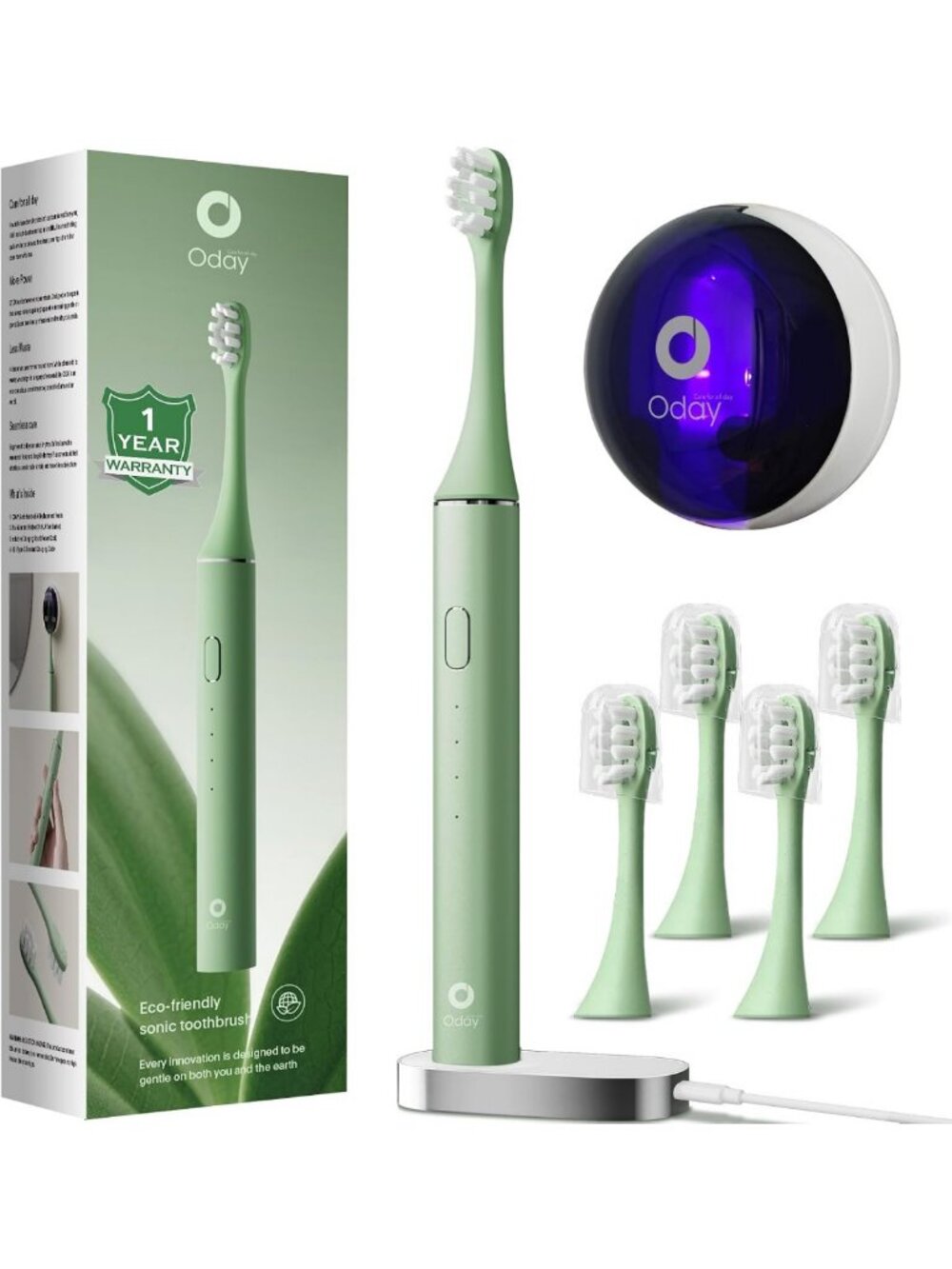 Sonic Electric Toothbrush for Adults with UV Sanitizer & Wall Mount Holder